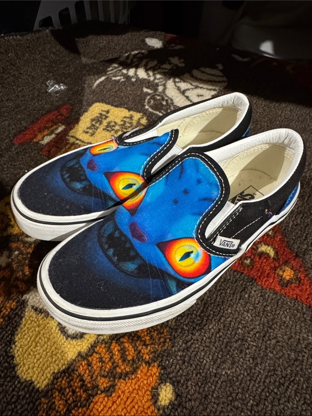 Vans Kids Blue Cat Graphic Slip-On Sneakers - Picture 2 of 6